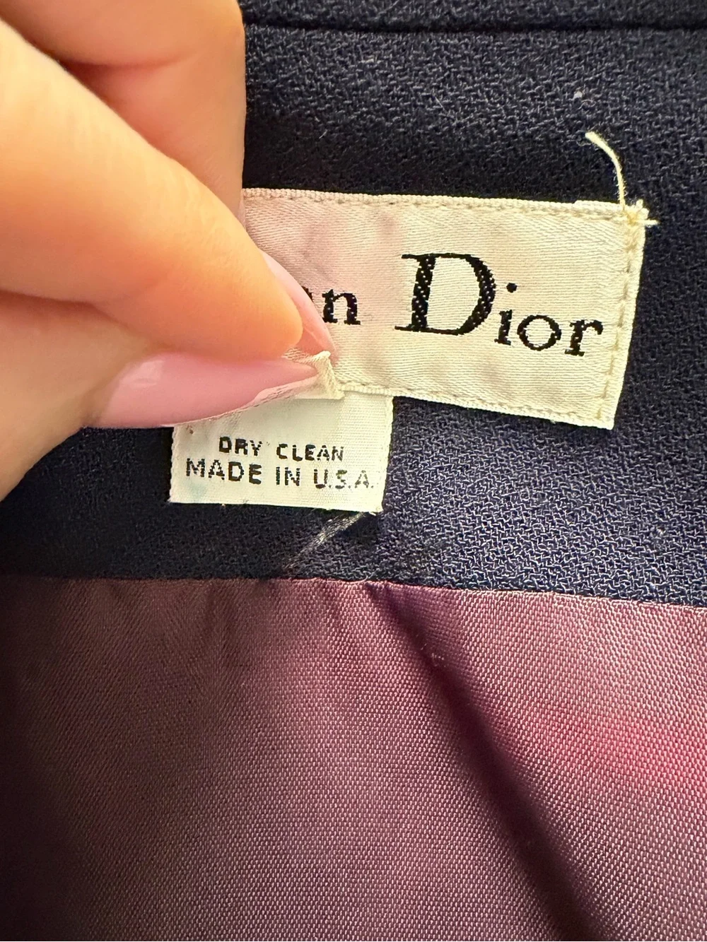 VINTAGE CHRISTIAN DIOR Double-Breasted Tailored Gold Button Blazer in Navy